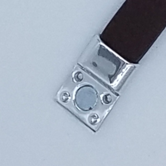 Leather Geometric Bracelet Bangle Clasp Brown - Picture 3 of 8